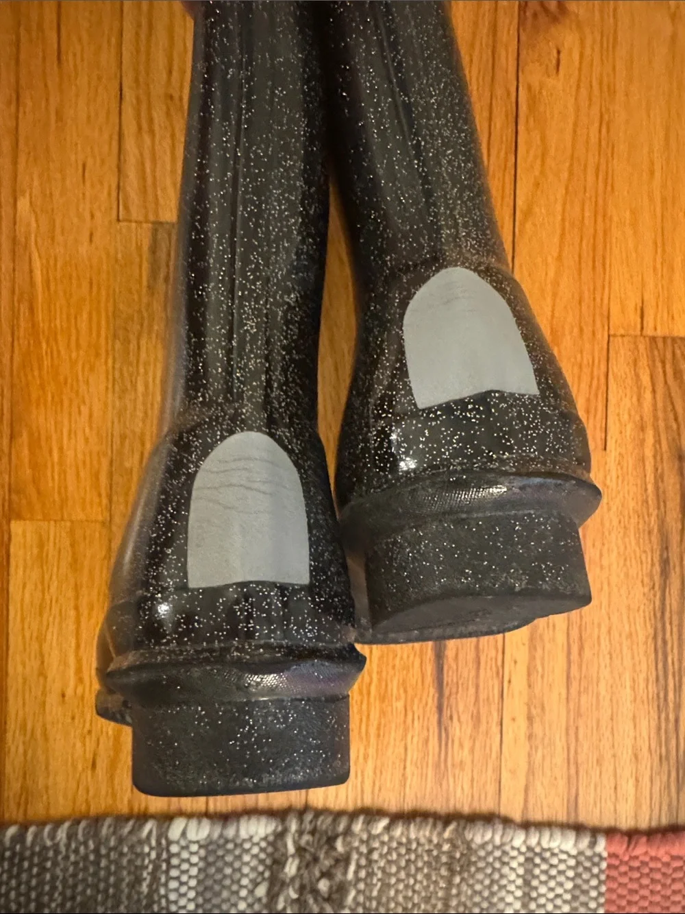 Hunter Kids Black Glitter Tall Rain Boots